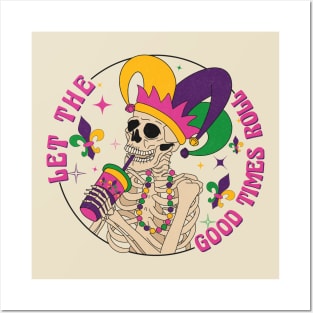 Let The Good Times Roll Mardi Gras Skeleton Jester Posters and Art